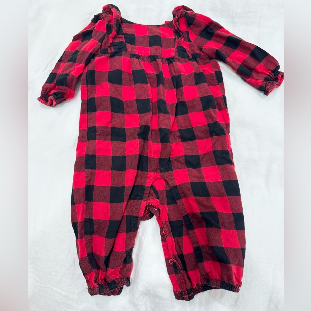 Baby GAP Red and Black Buffalo Check Plaid Baby Onesie
